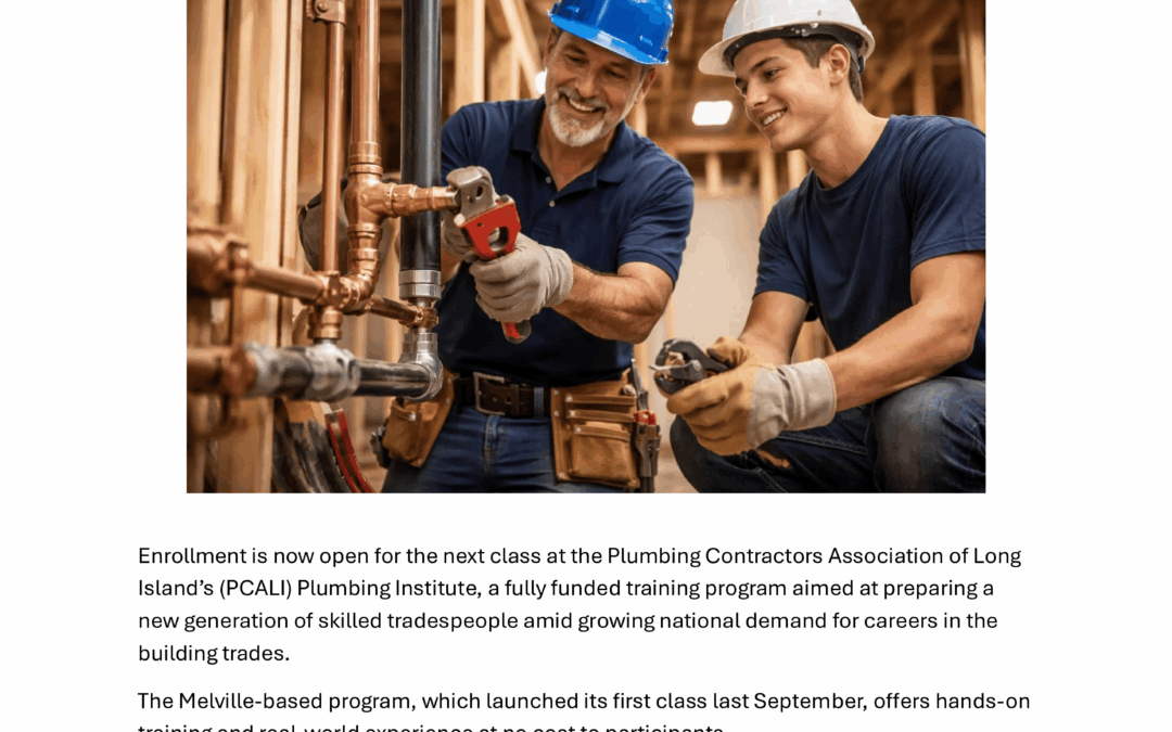 Thank You South Shore Press: Free Plumbing Training Opens as Trade Jobs Surge